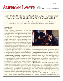 Daily Dicta: Sheltering in Place? Top Litigators Share Their Favorite Legal Movie (Besides 'To Kill a Mockingbird')