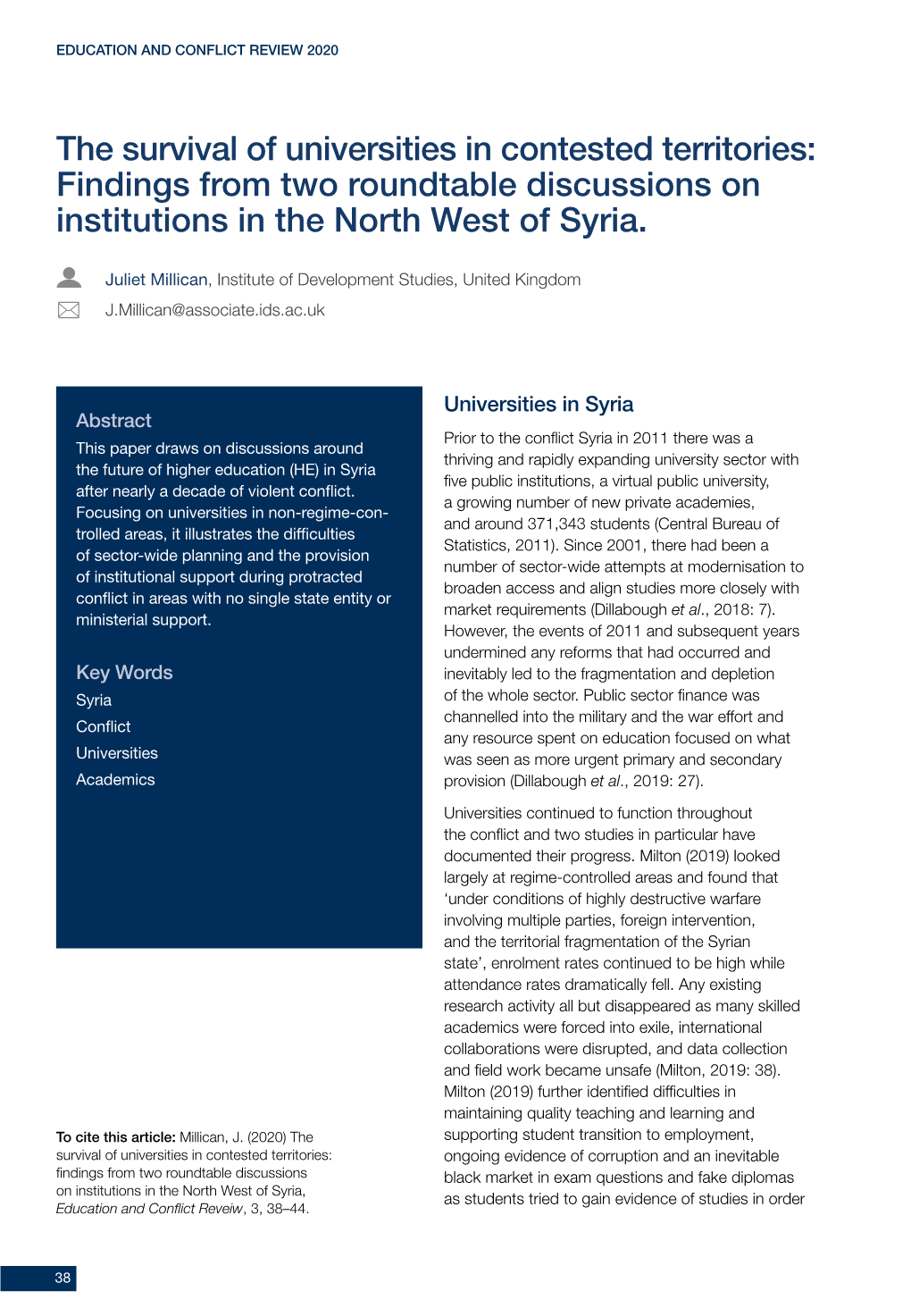 Findings from Two Roundtable Discussions on Institutions in the North West of Syria