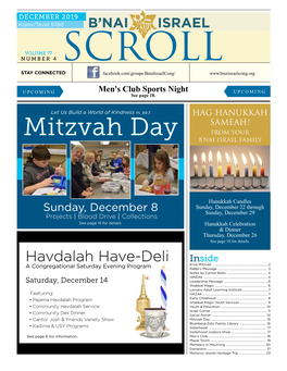 Mitzvah Day from YOUR B’NAI ISRAEL FAMILY