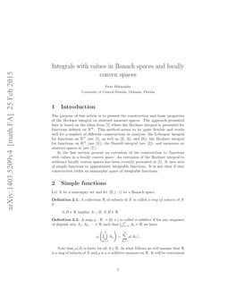 Integrals with Values in Banach Spaces and Locally Convex Spaces