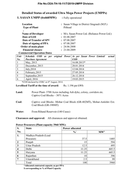 Detailed Status of Awarded Ultra Mega Power Projects (Umpps) 1