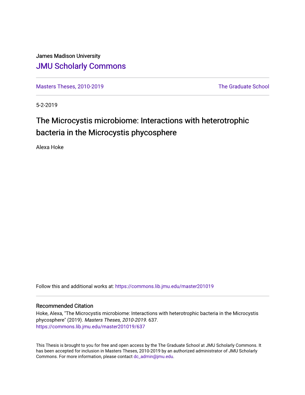 Interactions with Heterotrophic Bacteria in the Microcystis Phycosphere