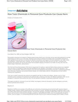 How Toxic Chemicals in Personal Care Products Can Cause Harm | NDNR Page 1 of 6
