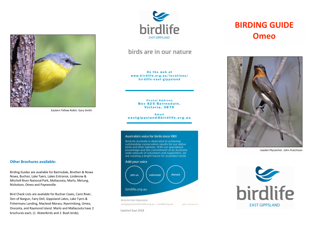 Omeo Birding Guide With