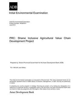 PRC: Shanxi Inclusive Agricultural Value Chain Development Project
