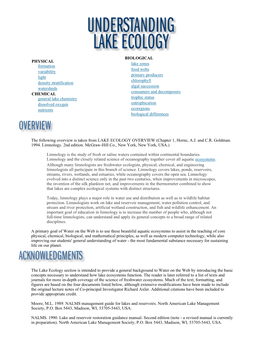 Understanding Lake Ecology