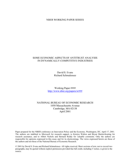 Nber Working Paper Series Some Economic Aspects Of
