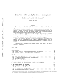 Transitive Double Lie Algebroids Via Core Diagrams