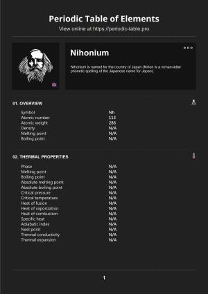 Nihonium Periodic Table of Elements