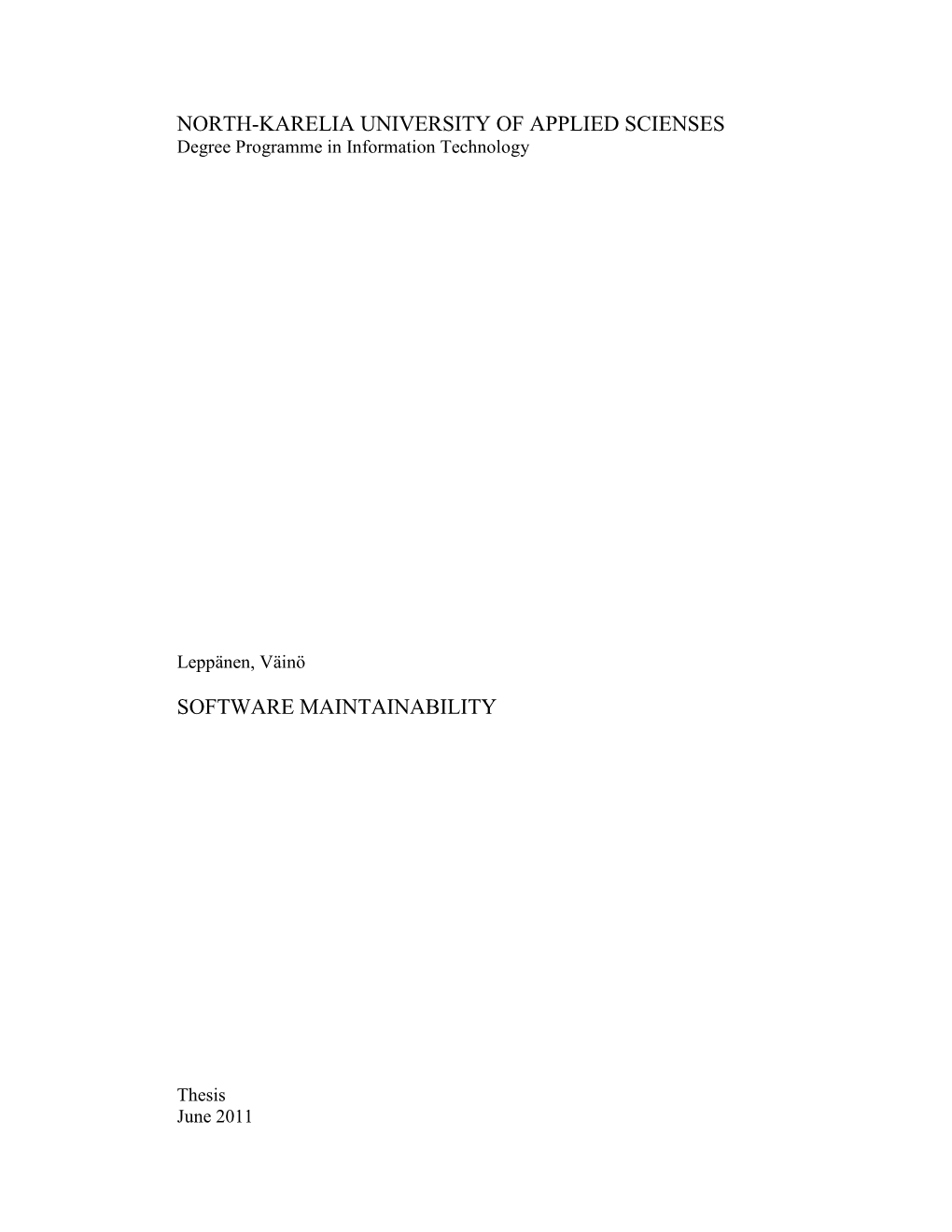 Software Maintainability