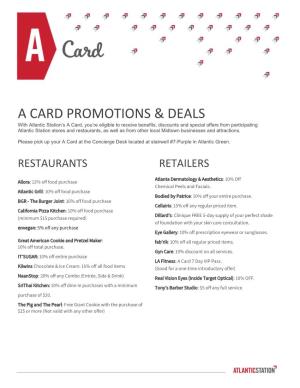A Card Promotions & Deals