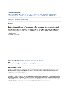 Detecting Evidence of Systemic Inflammation from Osteological Markers in the Indian Knoll Population of Ohio County, Kentucky