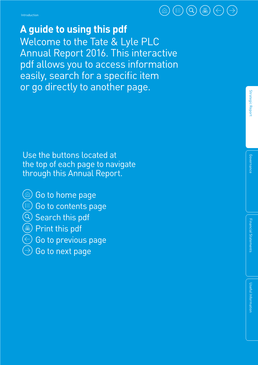 A Guide to Using This Pdf Welcome to the Tate & Lyle PLC Annual Report