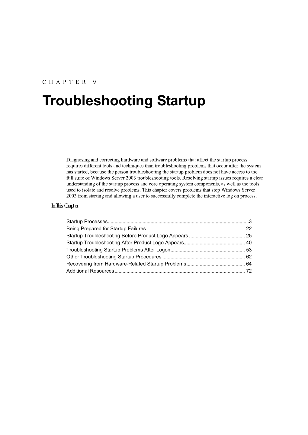 Troubleshooting Startup