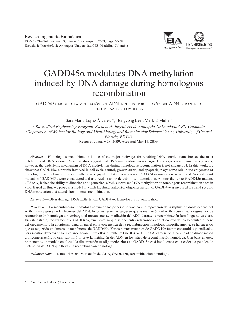 Gadd45α Modulates DNA Methylation Induced by DNA Damage During Homologous Recombination