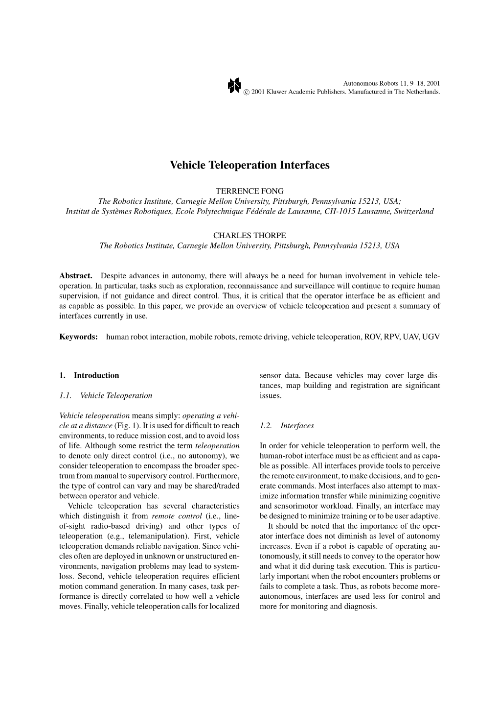 Vehicle Teleoperation Interfaces