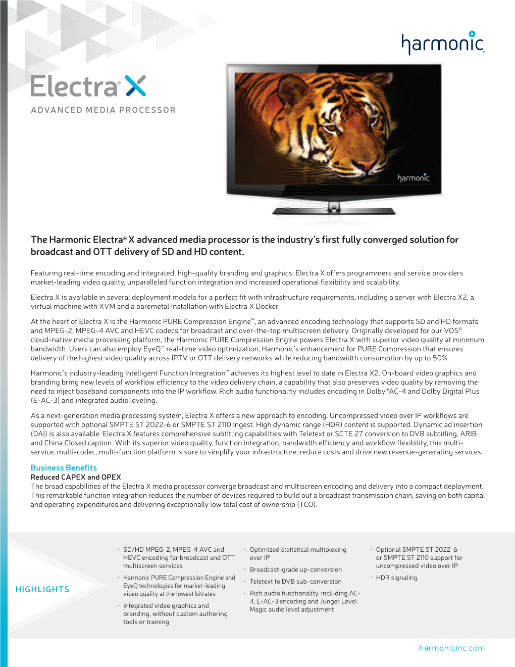 The Harmonic Electra® X Advanced Media Processor Is the Industry's