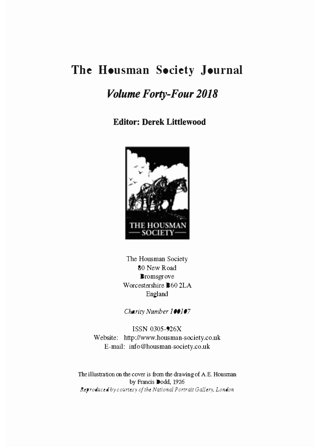 The Housman Society Journal (2018)