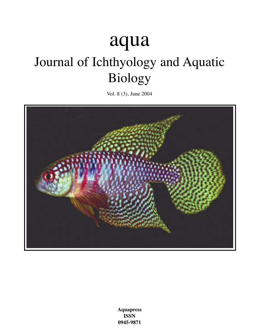 Journal of Ichthyology and Aquatic Biology Vol