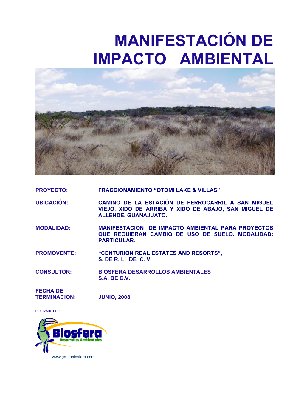 Manifestación De Impacto Ambiental