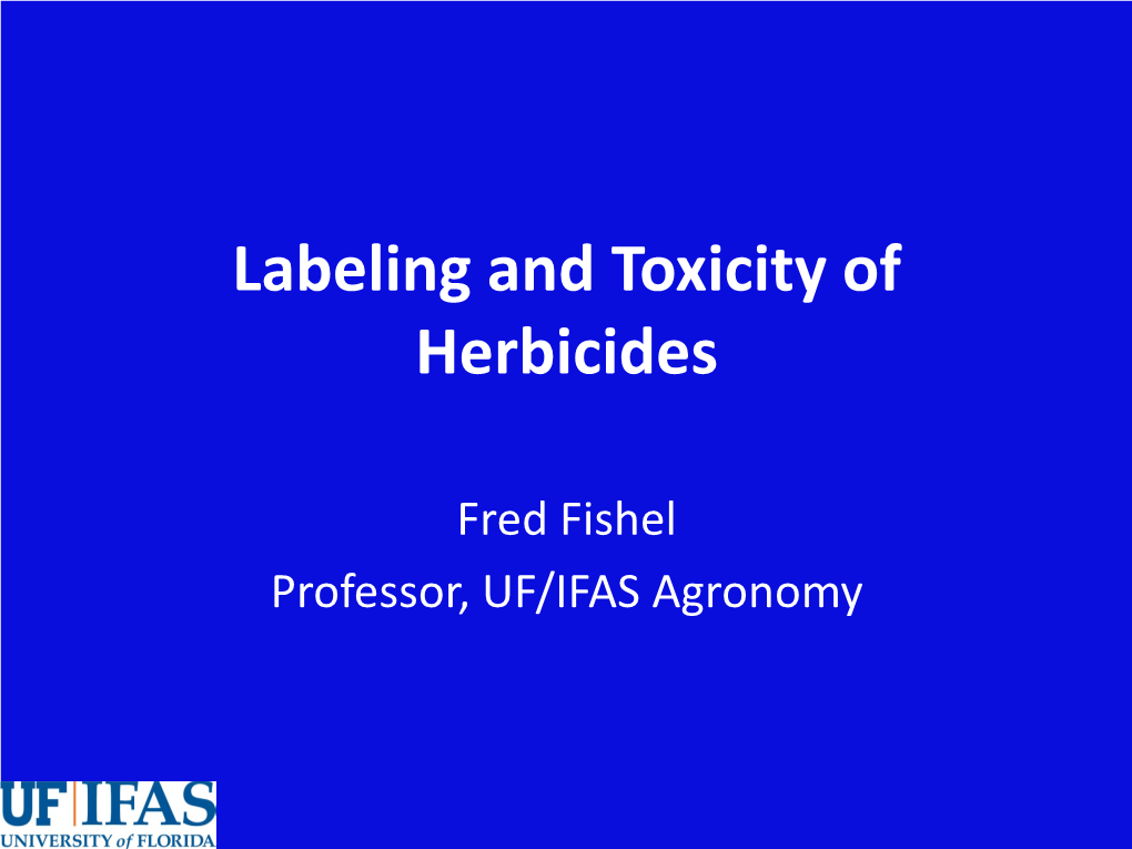 Toxicity Categories of Herbicides