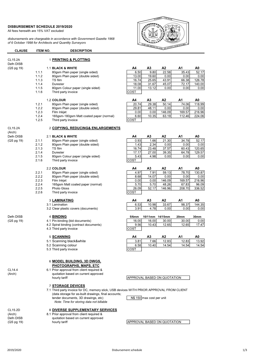 Disbursement Schedule 2019/2020 1 Printing