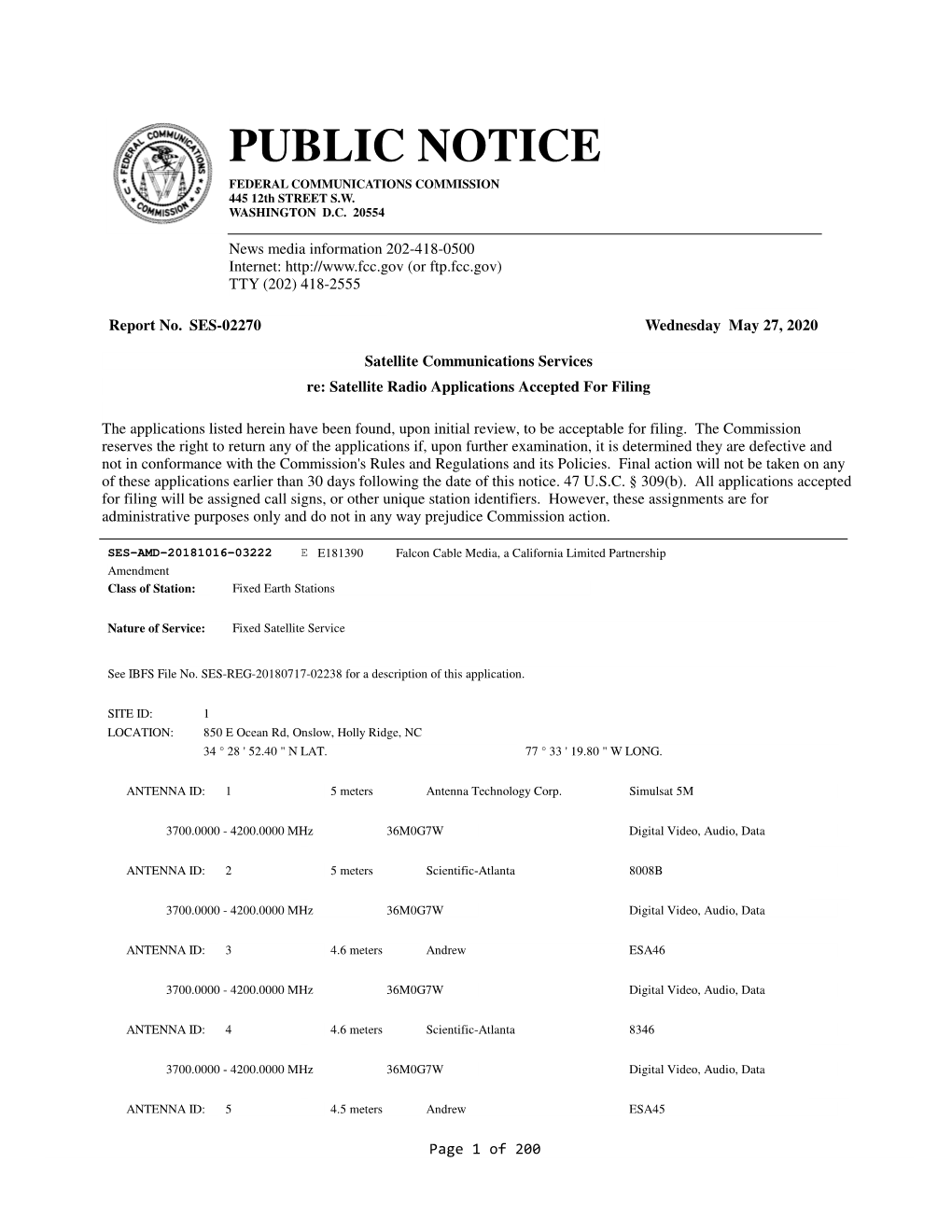 PUBLIC NOTICE FEDERAL COMMUNICATIONS COMMISSION 445 12Th STREET S.W