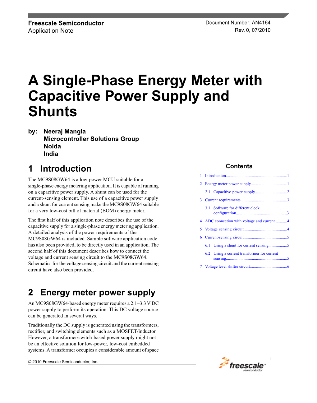 A Single-Phase Energy Meter with Capacitive Power Supply and Shunts