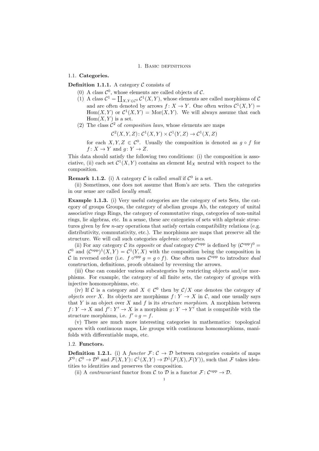 A Class C0, Whose Elements Are Called Objects of C