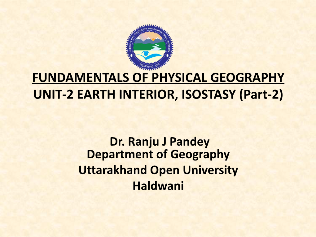 Fundamentals of Physical Geography Unit-2 Origin Of