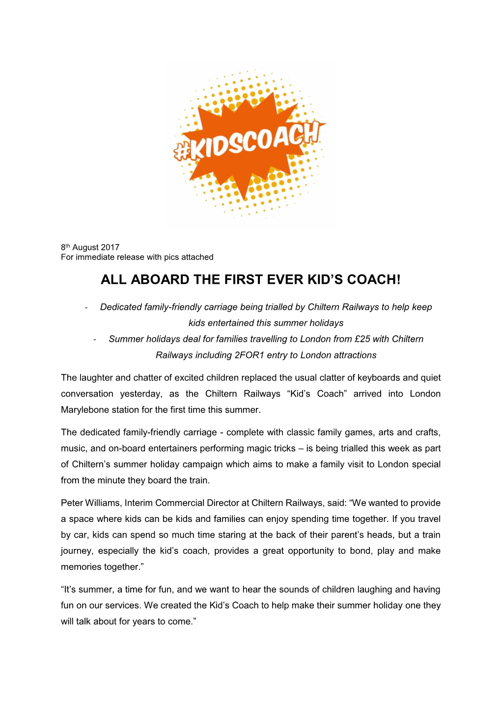 Aboard the First Ever Kid's Coach!