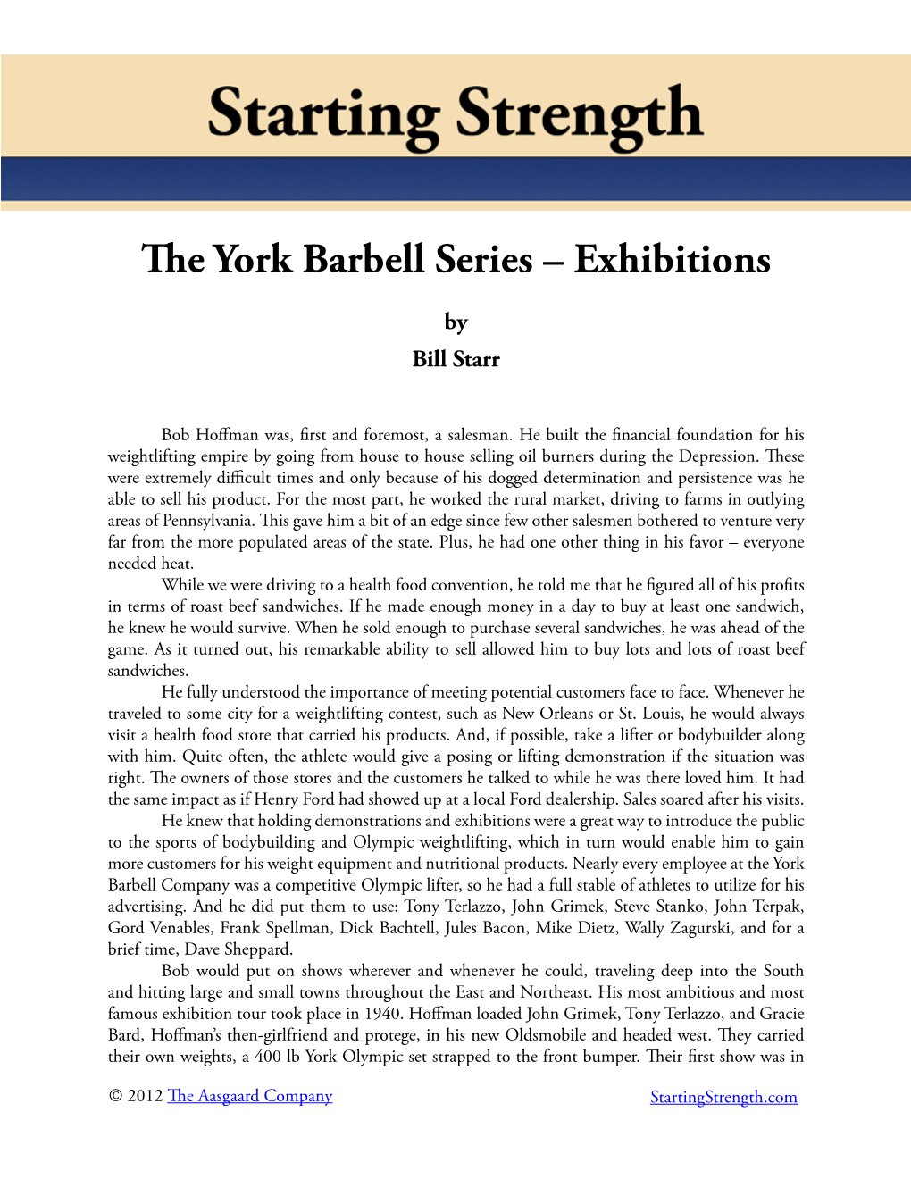 The York Barbell Series – Exhibitions