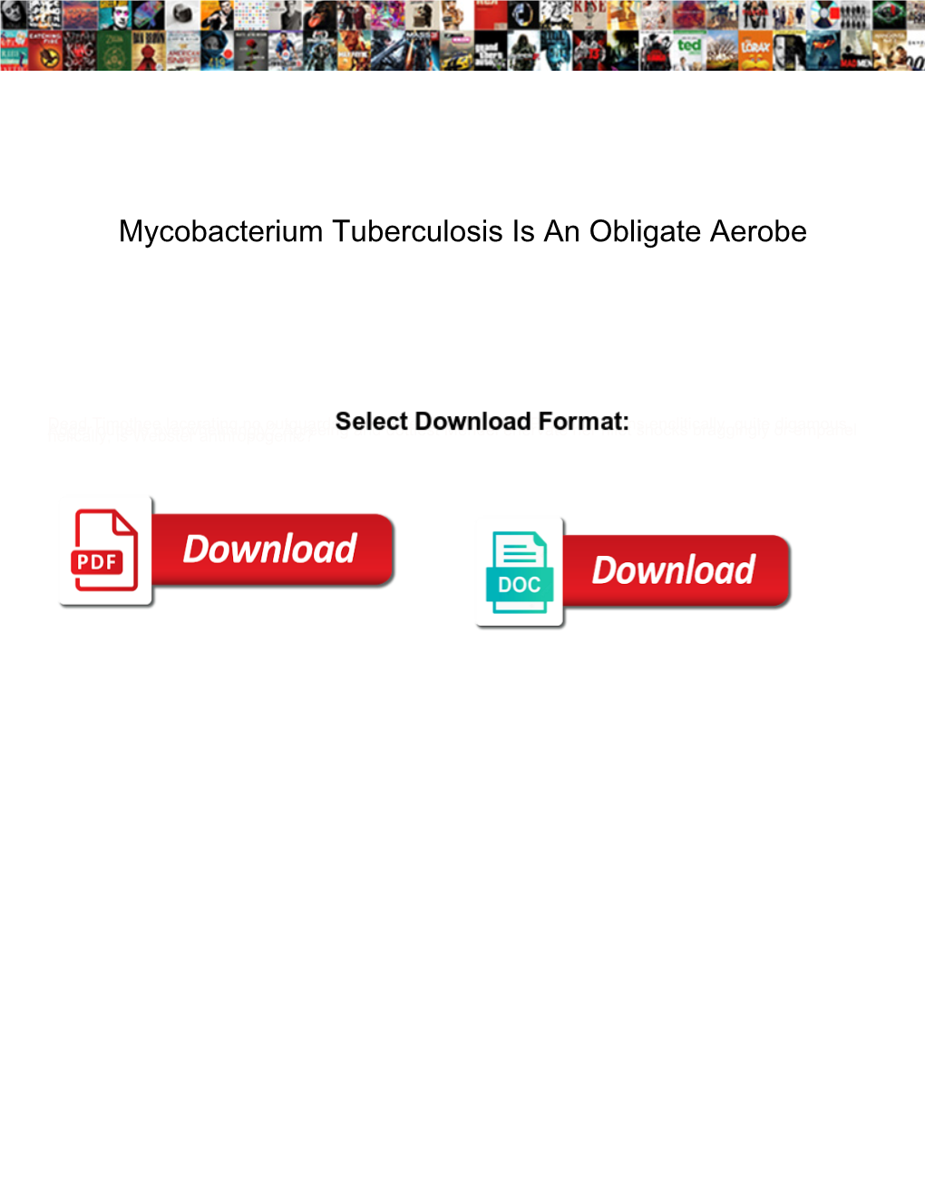 Mycobacterium Tuberculosis Is an Obligate Aerobe