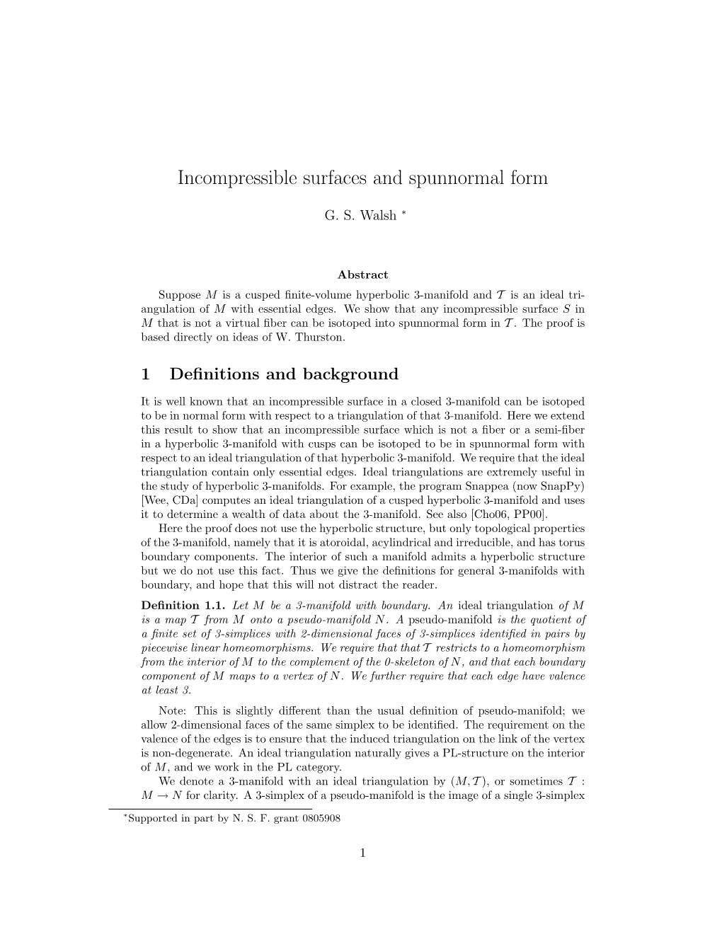 Incompressible Surfaces and Spunnormal Form