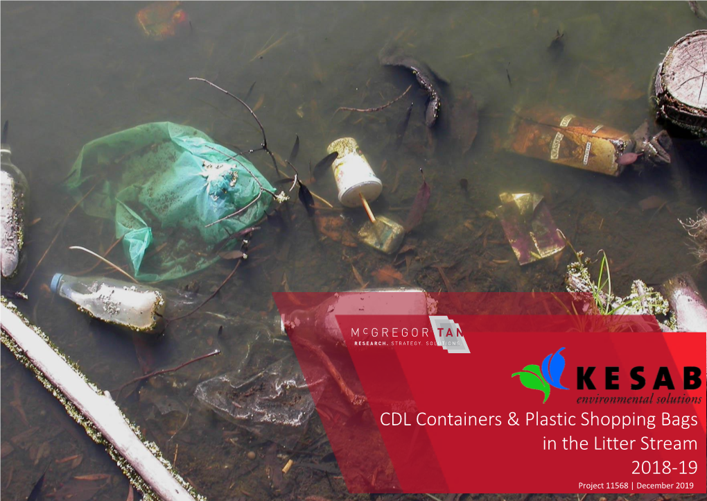 CDL Containers & Plastic Shopping Bags in the Litter Stream 2018-19