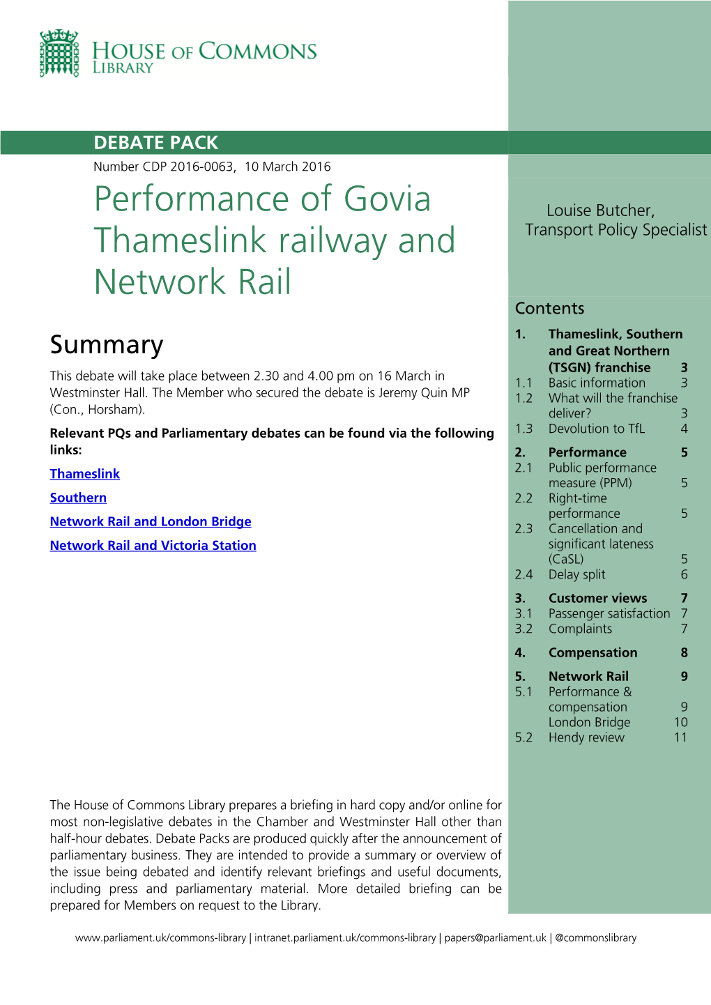 Performance of Govia Thameslink Railway and Network Rail