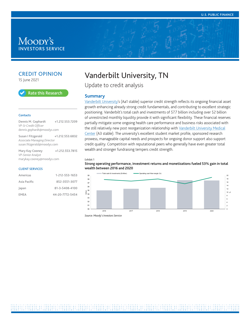 Moody's Investors Service Report of Vanderbilt University