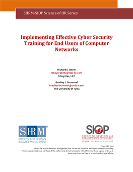 Implementing Effective Cyber Security Training for End Users of Computer Networks