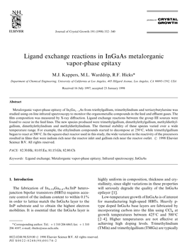 Ligand Exchange Reactions in Ingaas Metalorganic Vapor-Phase Epitaxy
