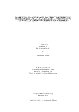 Continuous Scanning Laser Doppler Vibrometry for Synchronized Array Measurements: Applications to Non-Contact Sensing of Human Body Vibrations