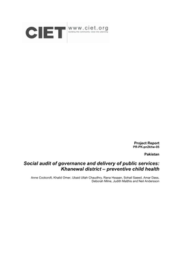 Khanewal District – Preventive Child Health