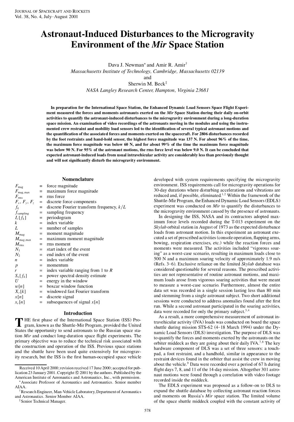 Astronaut-Induced Disturbances to the Microgravity Environment of the Mir Space Station