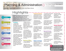 Planning & Administration Highlights