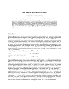 GIBBS PHENOMENON for DISPERSIVE PDES 1. Introduction