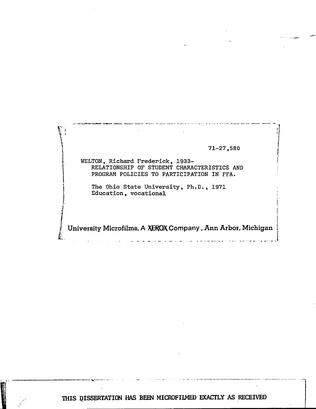 ) University Microfilms, a XEROX Company, Ann Arbor, Michigan [