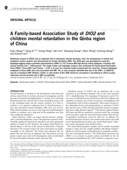 A Family-Based Association Study of DIO2 and Children Mental Retardation in the Qinba Region of China