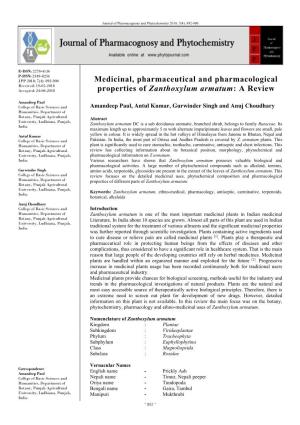 Medicinal, Pharmaceutical and Pharmacological Properties Of