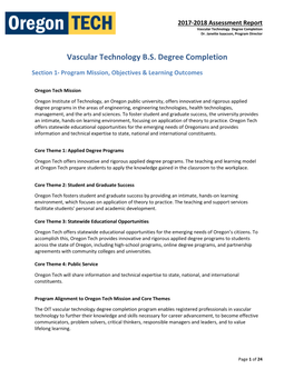 2017-18 Vascular Technology BS Degree Completion Assessment