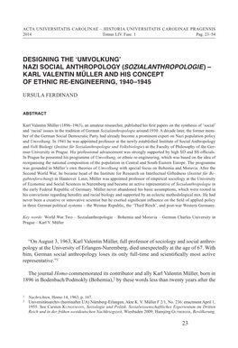 Designing the 'Umvolkung' Nazi Social Anthropology