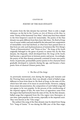 POETRY of the HAN DYNASTY No Poetry from the Qin Dynasty Has